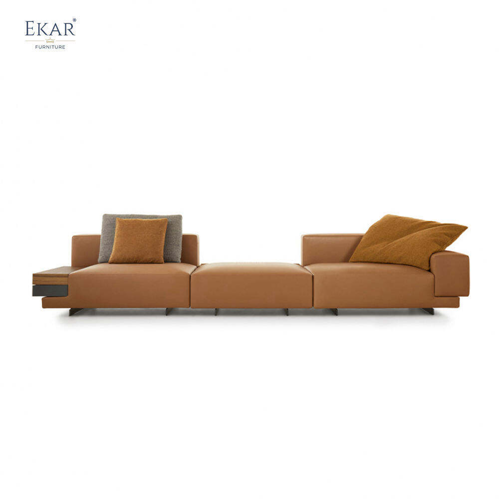 Imported Walnut Wood Grain Open Design Modular Sofa Set Scratch-Resistant Velvet Upholstery for Living Villa or Apartment