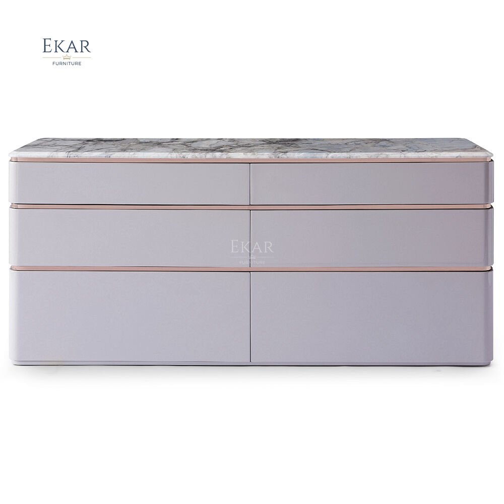 Modern Luxury Marble Countertop Drawer Cabinet with Plywood for Bedroom Living Room Kitchen Bathroom Hotel Storage Solution