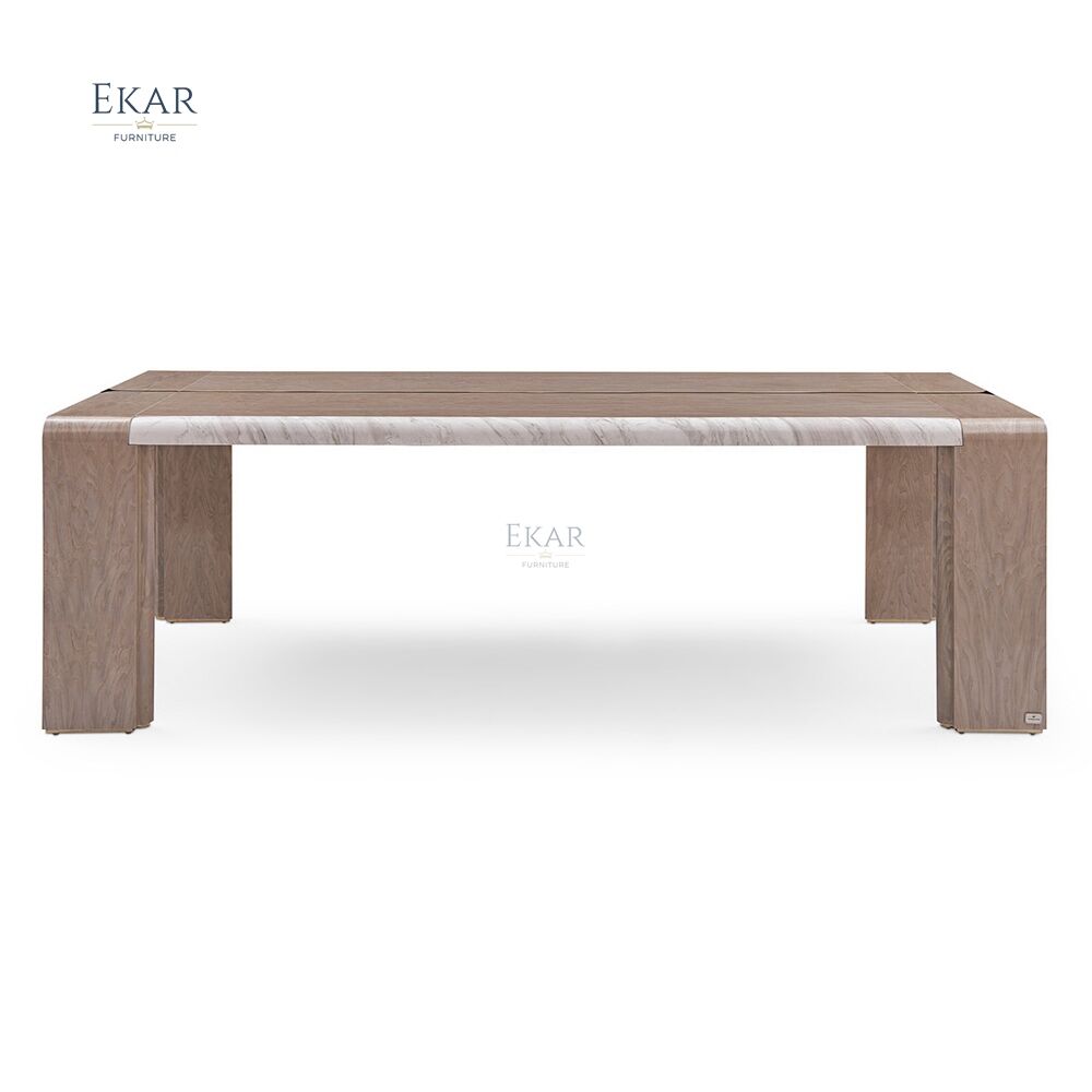 New design Elegant Omani Rose Marble Dining Table - Exquisite Craftsmanship long table