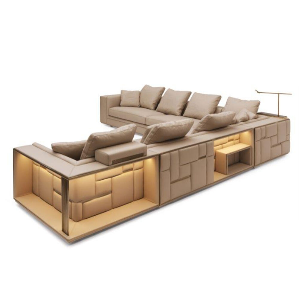 Designer Art Luxury Modular Sectional Sofa - New Gold Brushed Metal Frame Corner Sofa