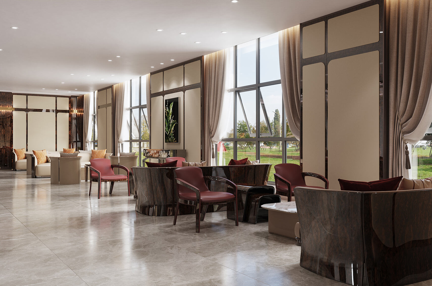 Hotel development area lobby furniture design plan