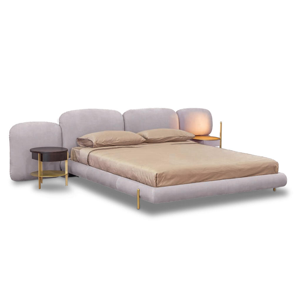 Stainless Steel Brushed Brass Leg Upholstered Headboard Bed for Luxurious Bedrooms