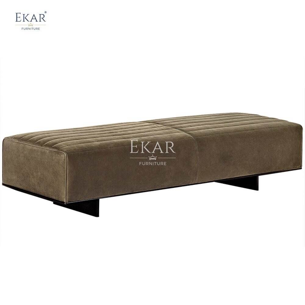 Memory Foam and High-Density Sponge Coffee Gold Baking Finish Bench with Aluminum Alloy Base