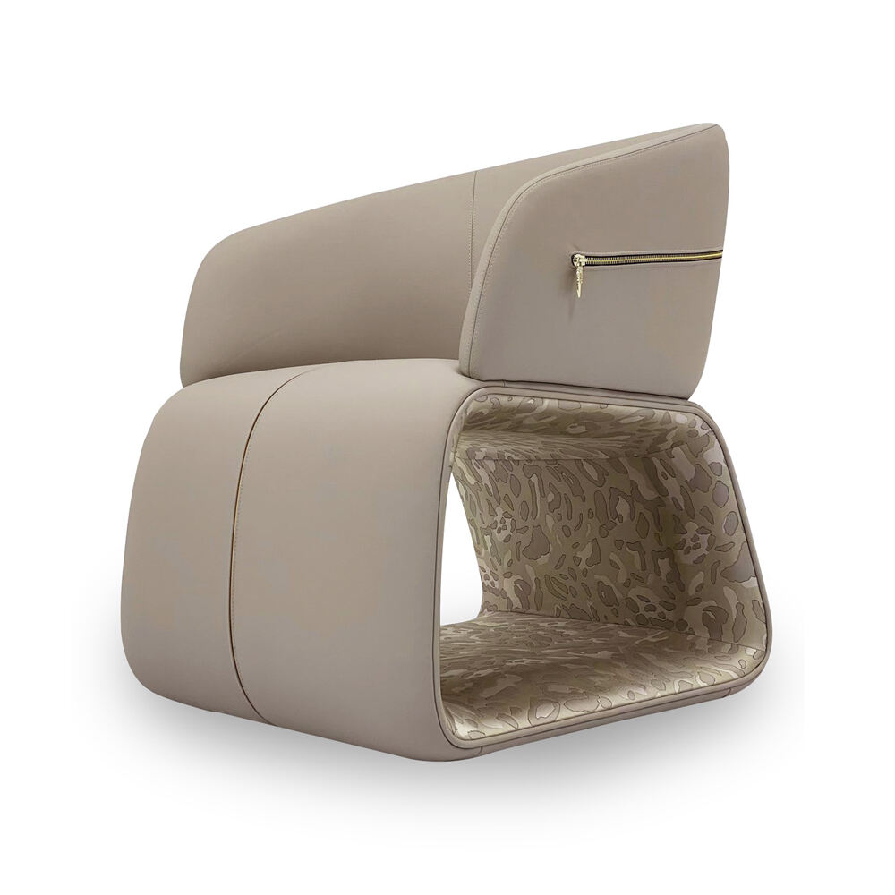 Industrial-Inspired Luxury Lounge Chair: A Metallic Zipper Accent for Contemporary Comfort in Your Living Room