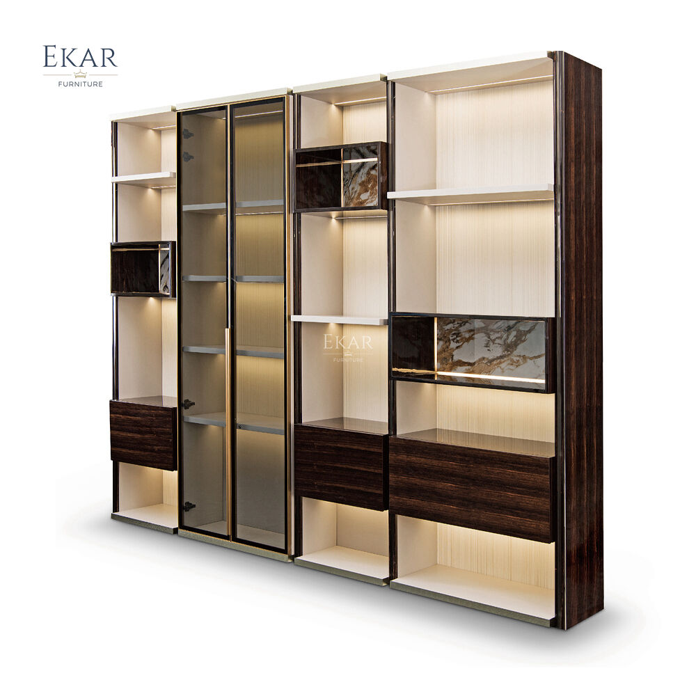 EKAR FURNITURE wooden modern furniture bookcase four bookcase combination of large space storage cabinets