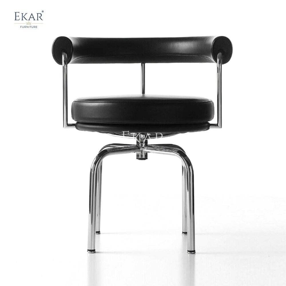 Contemporary Styling Swivel Dining Chair Metal Frame with High-Density Foam for Home Apartment School Home Bar Leather Material