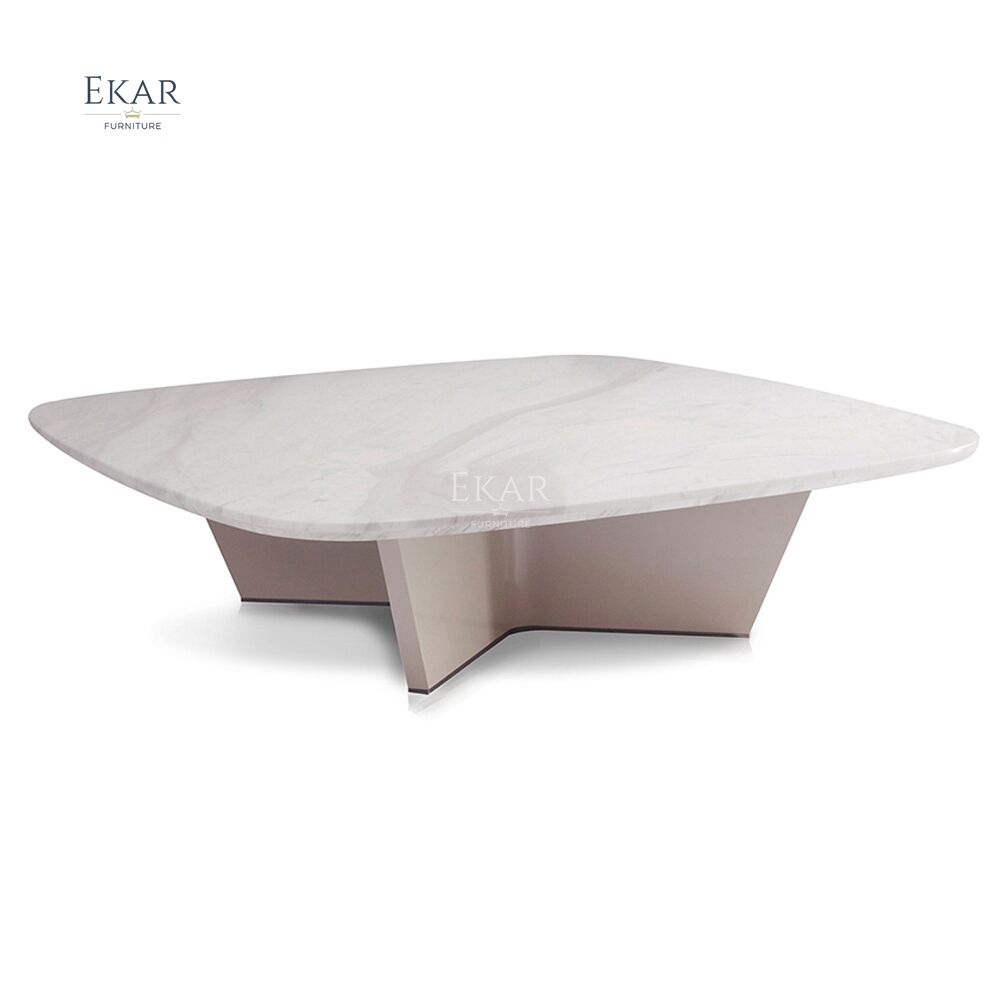 Modern Elegant Jazz White Marble Top Coffee Table for Home Living Room Furniture