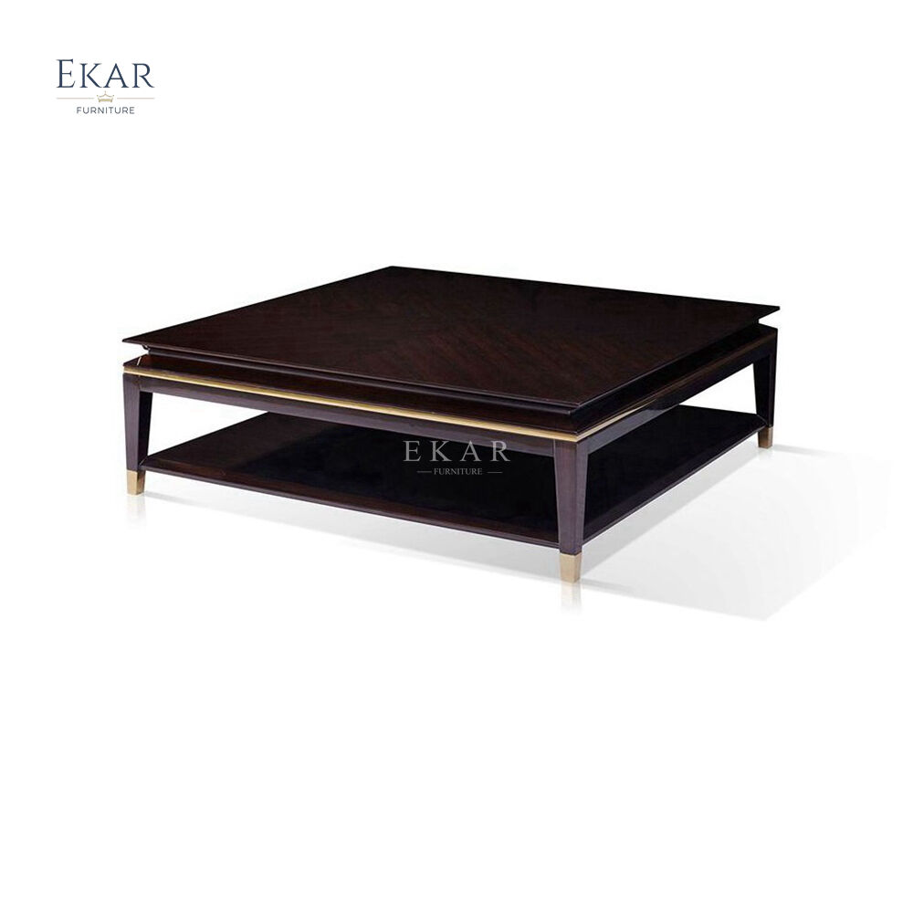 Gold Mirror Steel and Copper-Footed Coffee Table  Chic and Contemporary