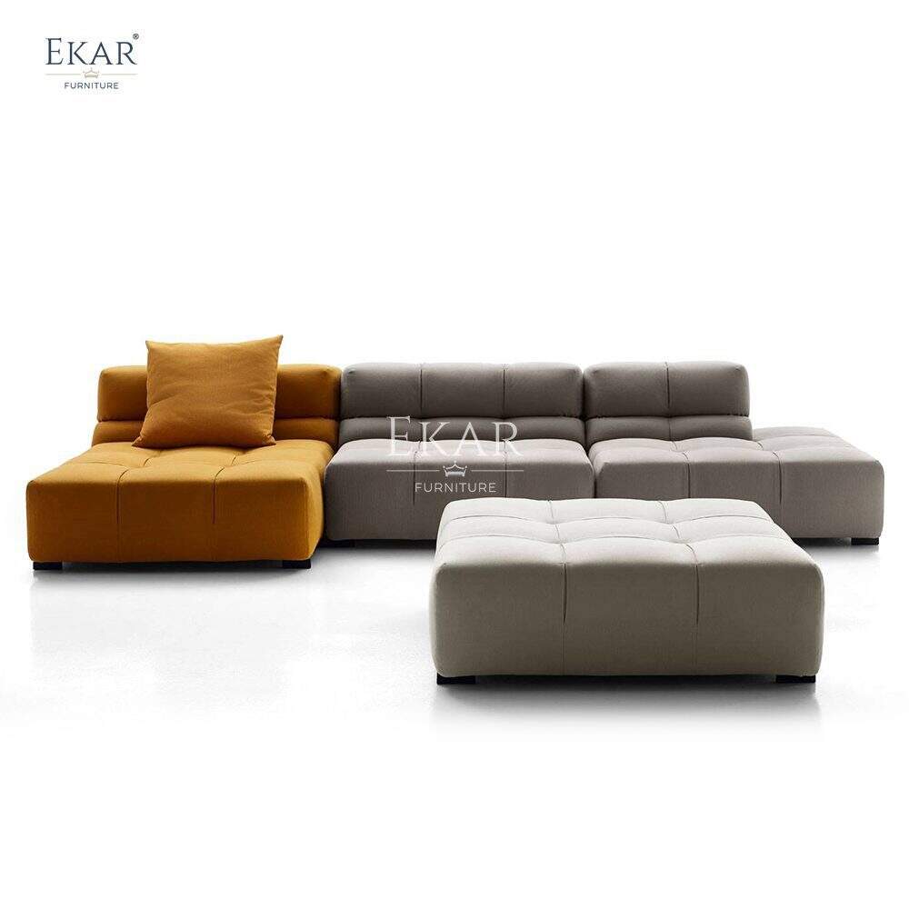 New design Modular sofa Metal Clasp Modular Sofa with Versatile Bottom Connectors leather sectional