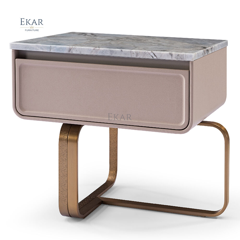 EKAR FURNITURE Modern creative design nightstand with drawer metal foot bedroom bedside