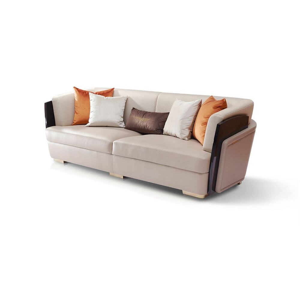 Functional Elegance Plugboard Wood Veneer Sofa - Seating Solution with Style