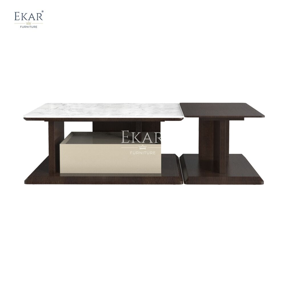 New design modern living room wood veneer coffee table combination set living room table