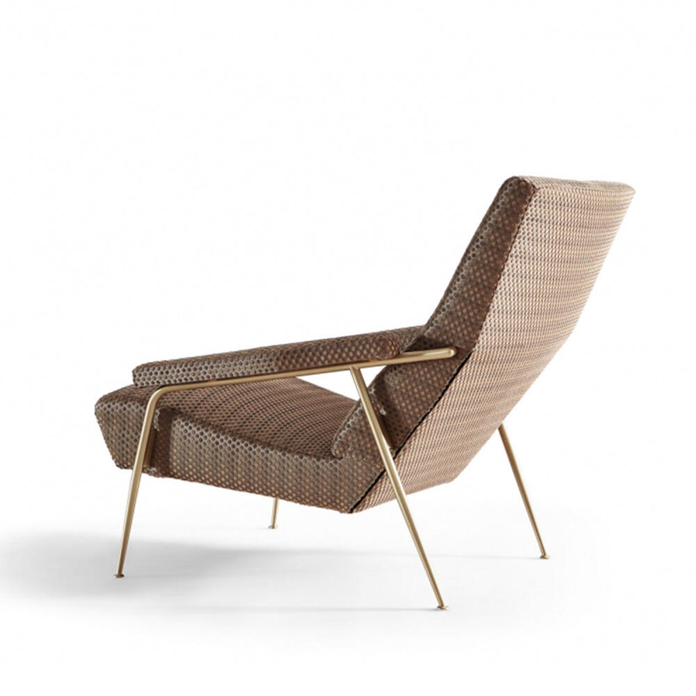 Wooden Frame Lounge Chair with High-Density Memory Foam Seat and Gilded Stainless Steel Base