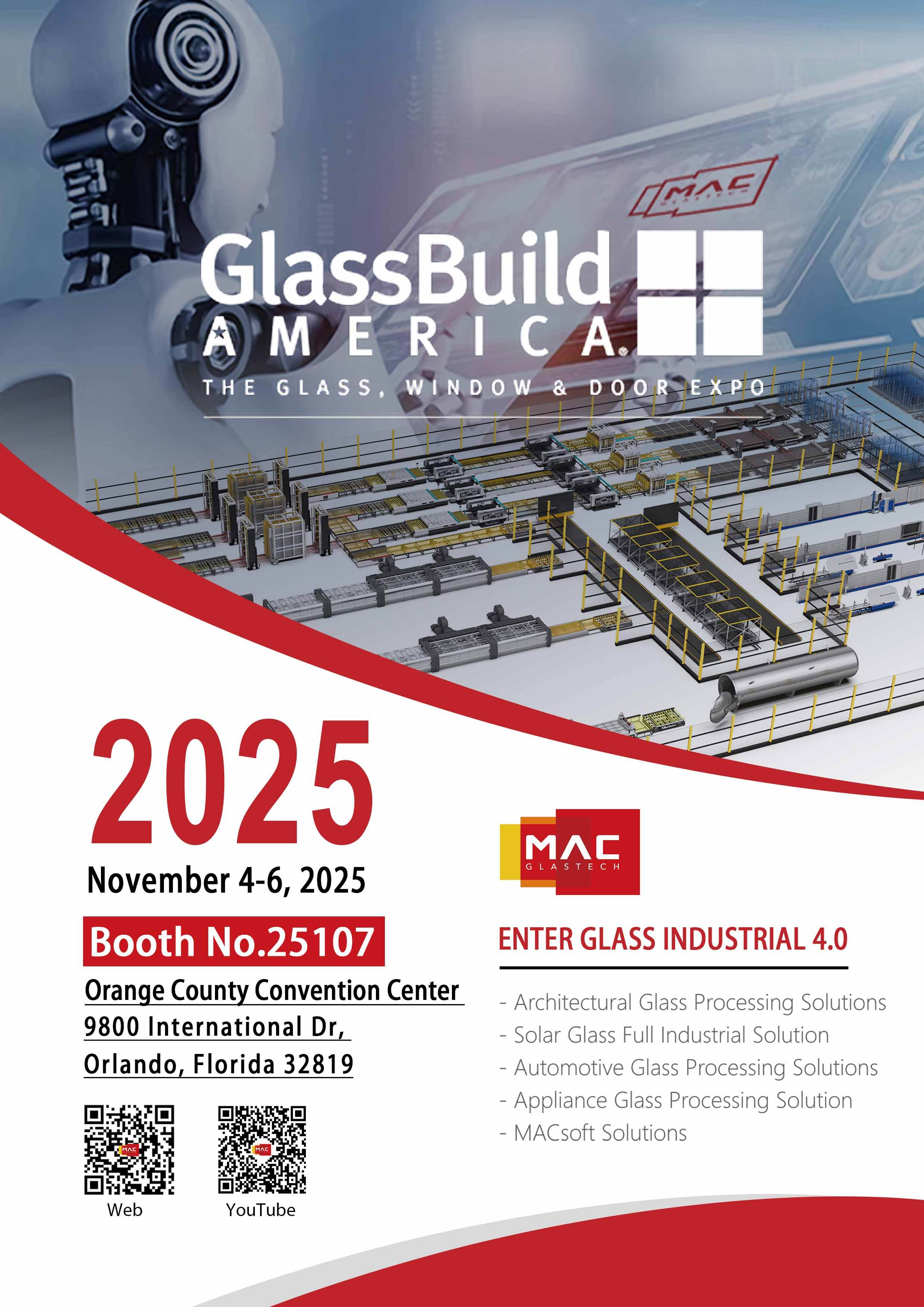 MAC Invita Cordialmente a Visitarnos en el Stand 25107 en GlassBuild América 2025 PARA DIFUSIÓN INMEDIATA
