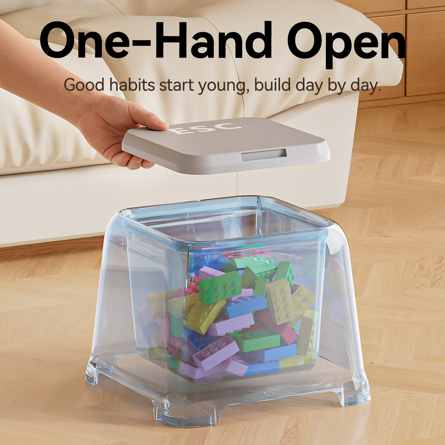 Modern Keyboard Design Three Color Square Shape Stackable Stool Toy&Book Storage Household Stool