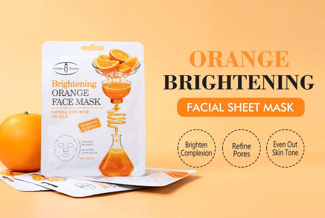 Aichun Beauty 30ML Orange Brightening Facial Sheet Mask Improving Dullness & Roughness