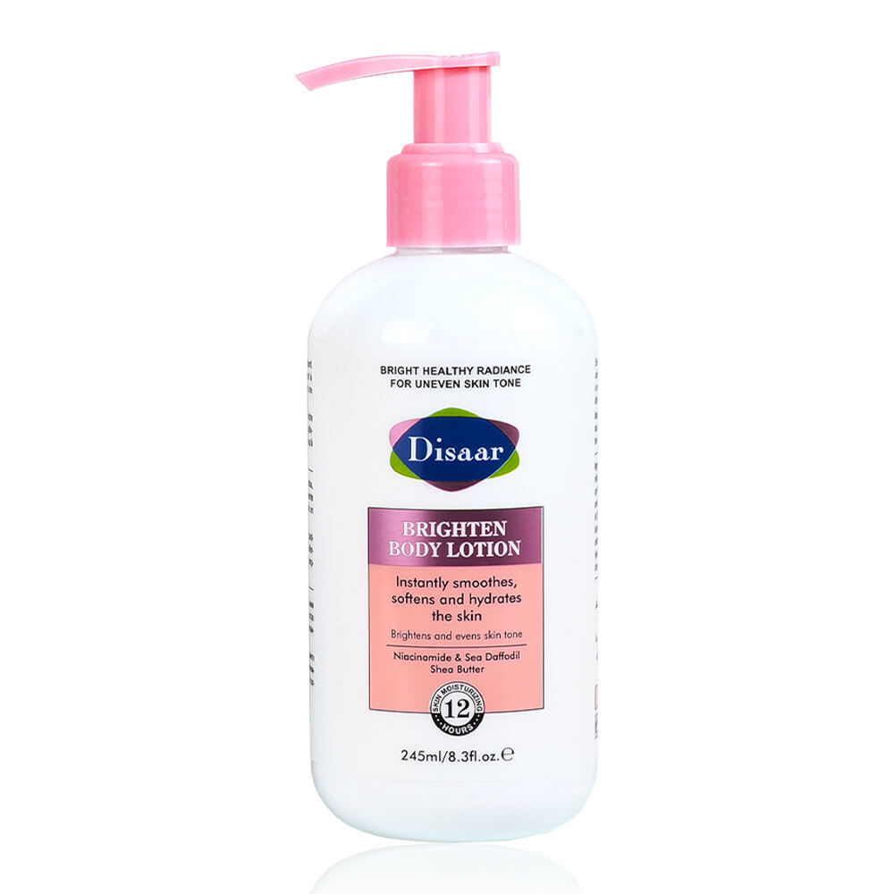 DS5605 Disaar Lotion Corporelle Éclaircissante à la Niacinamide - 245ml, Beurre de Karité et Extraits de Plantes, Hydratante et Équilibrante pour le Teint, Lotion Éclaircissante pour une Peau Douce et Lisse