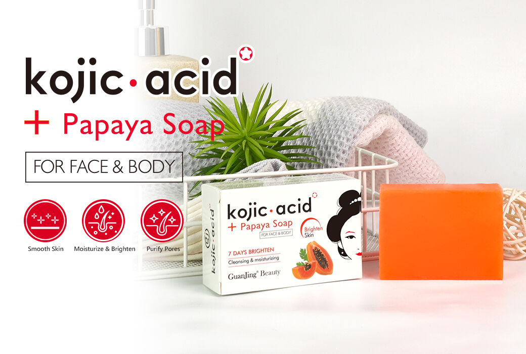 Guanjing 120g Kojic Acid & Papaya Face and Body Handmade Soap for Pore Cleansing