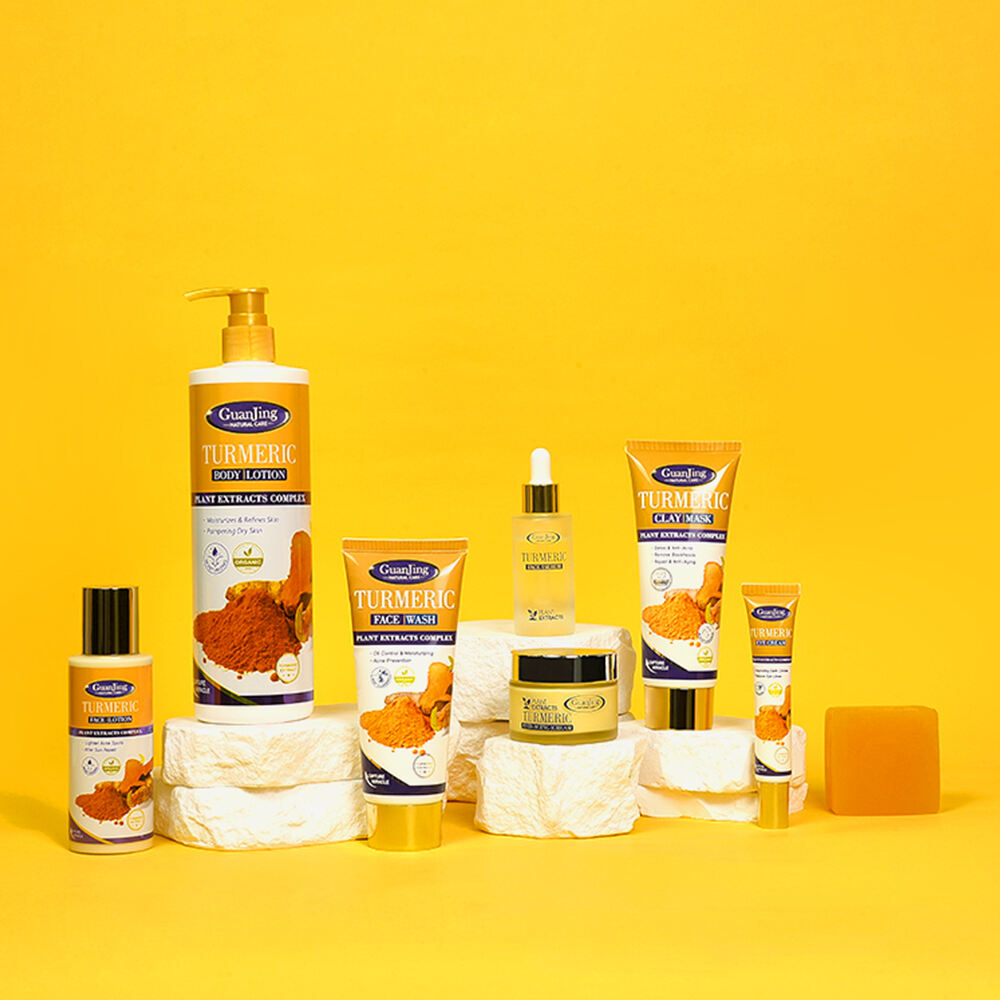 Серия ухода за кожей GUANGJING с экстрактом куркумы, против акне, восстанавливающий, органический натуральный уход за лицом для всех типов кожи