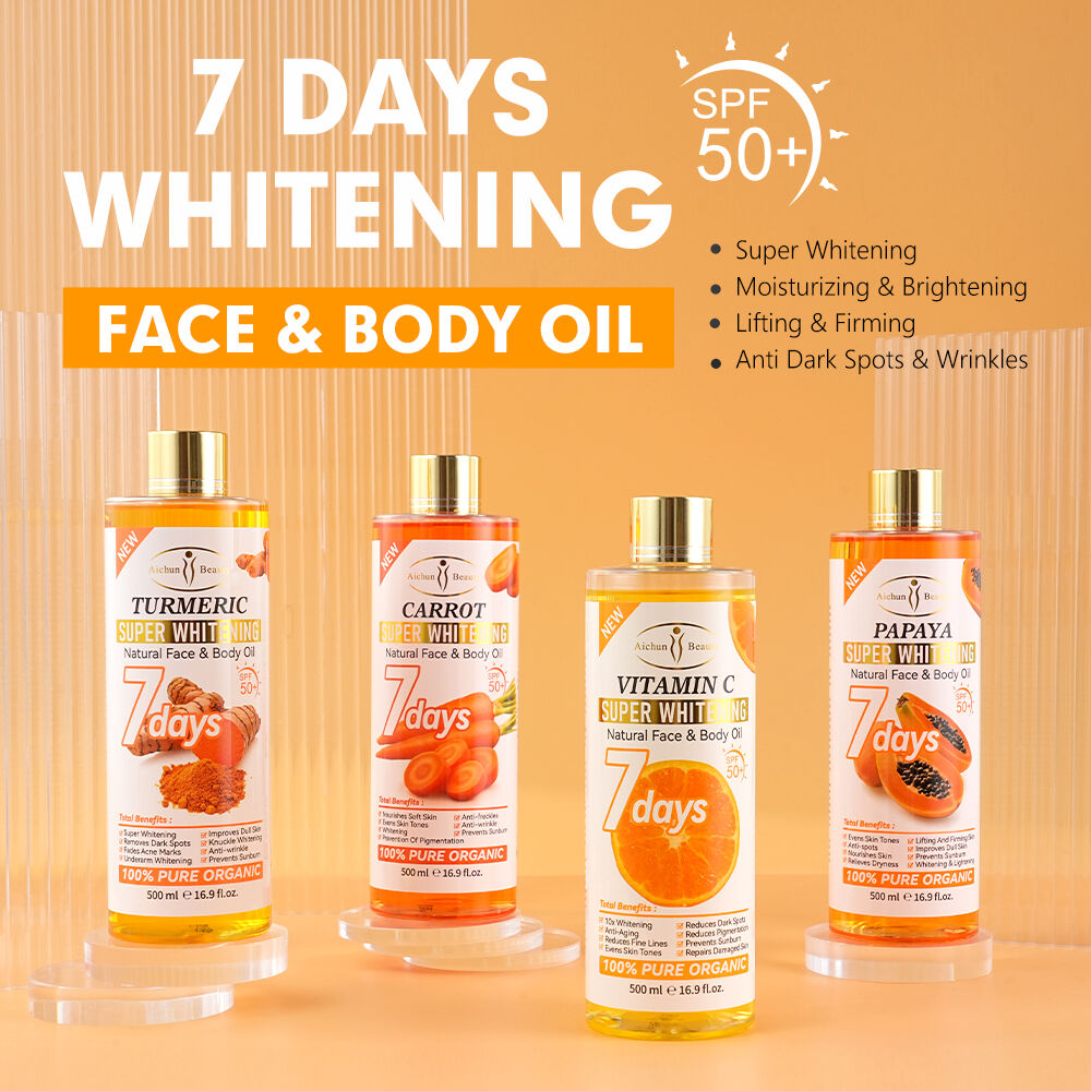 দৈনিক ত্বকের যত্নের জন্য SPF50 সহ ঐচুন বিউটি 7 দিনের উজ্জ্বলকারী মুখ ও দেহের তেল হোয়াইটসেল