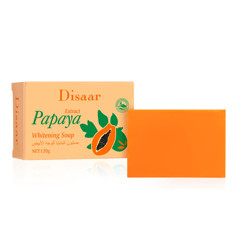 Disaar Vitamin E Whitening Bath Soap Solid Papaya Body Hand Wash for Adults Mineral-Enriched Cleaning Moisturizing Skin