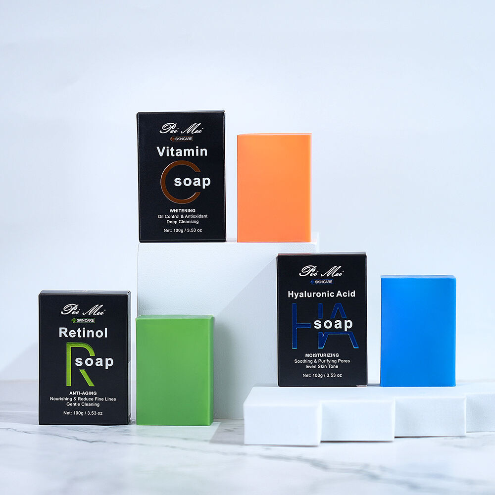 Série de savons essentiels Pei Mei pour éclaircir, hydrater et lutter contre le vieillissement, fabriquée par un fabricant de savons