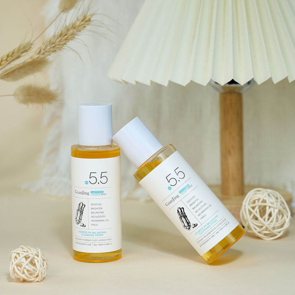 Fourniture de fabricant de produits de soin de la peau Guanjing, tonique nettoyant apaisant au réglisse, rééquilibrant le pH, éclaircissant, usage quotidien