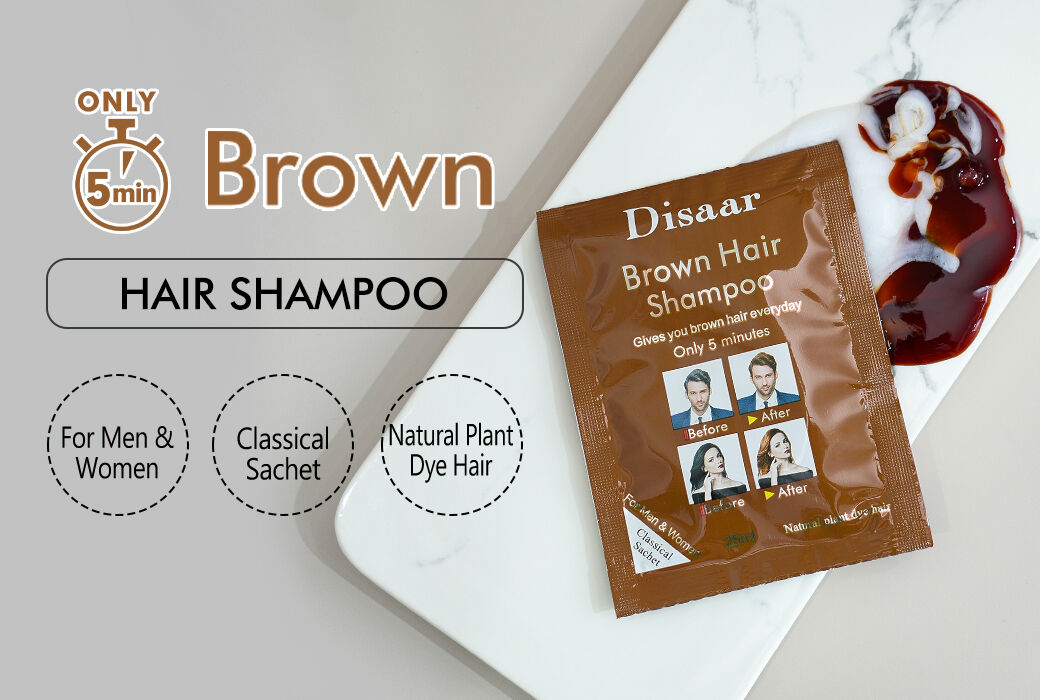 Disaar 25ML*10PCS Brown Hair Color Shampoo for Natural-Looking