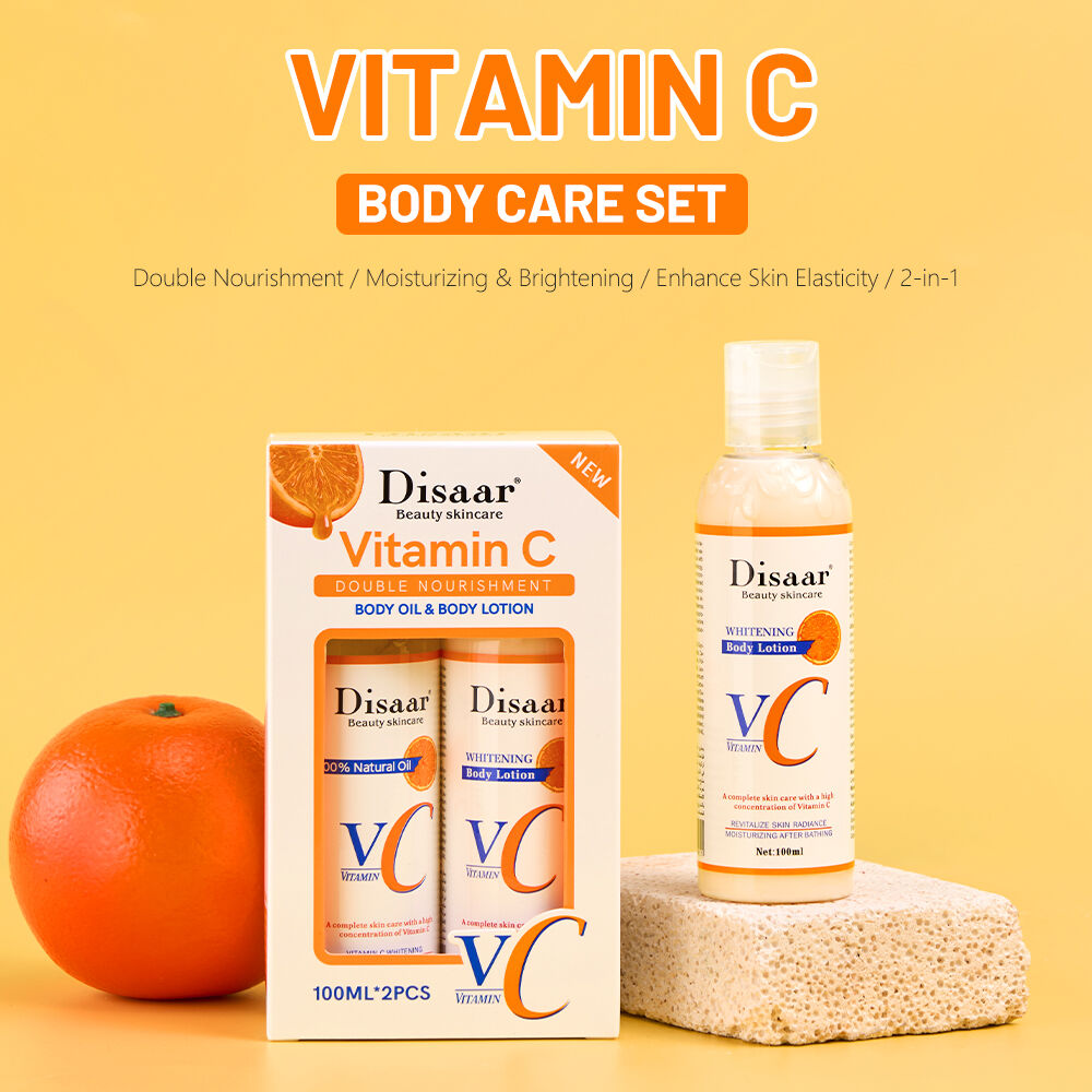 Disaar Vitamin C Body Care Set 2-in-1 Body Oil & Body Lotion Set for Moisturizing and Brightening Body Care