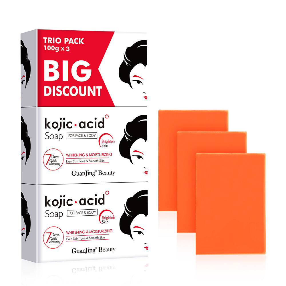 Guanjing Kojic acid Soap Use to Whitening Moisturizing Face and Body Even Skin Tone 7 Days Quick Whitening Kojic Acid Soap