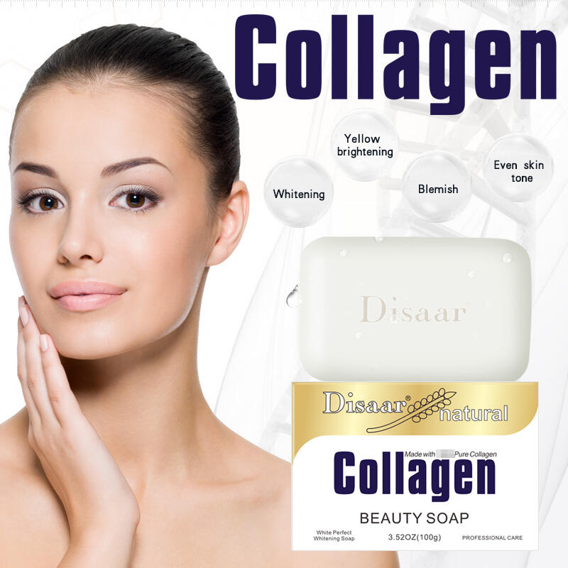 Disaar Jabón suave para la piel Hidratante limpiador profundo de belleza Blanqueador facial de la piel Jabón de colágeno