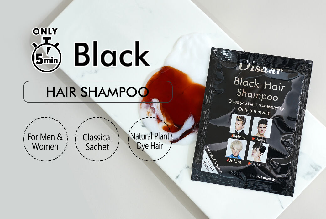 Disaar 25ML*10PCS Black Hair Color Shampoo for Fast Dark Coverage