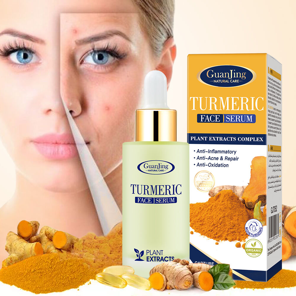 GJ7052 Guanjing Organic Turmeric Face Serum - 30ml, Anti-Acne, Anti-Aging & Wrinkle Repair, Melanin Removal, Skin Brightening & UV Protection Serum for Women