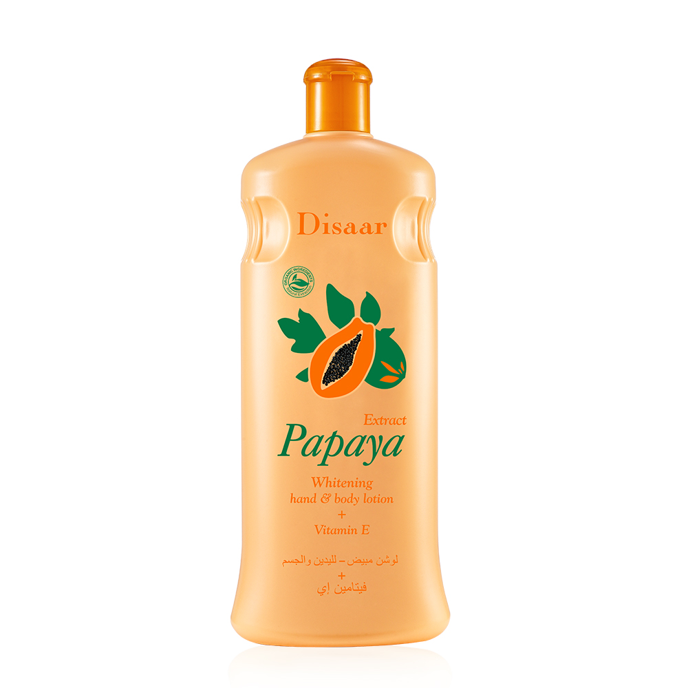 Lotion corporelle éclaircissante pour la peau à la papaye biologique Disaar 600 ml, hydratant enrichi en vitamine E, élimine la mélanine et garde la peau lisse et claire