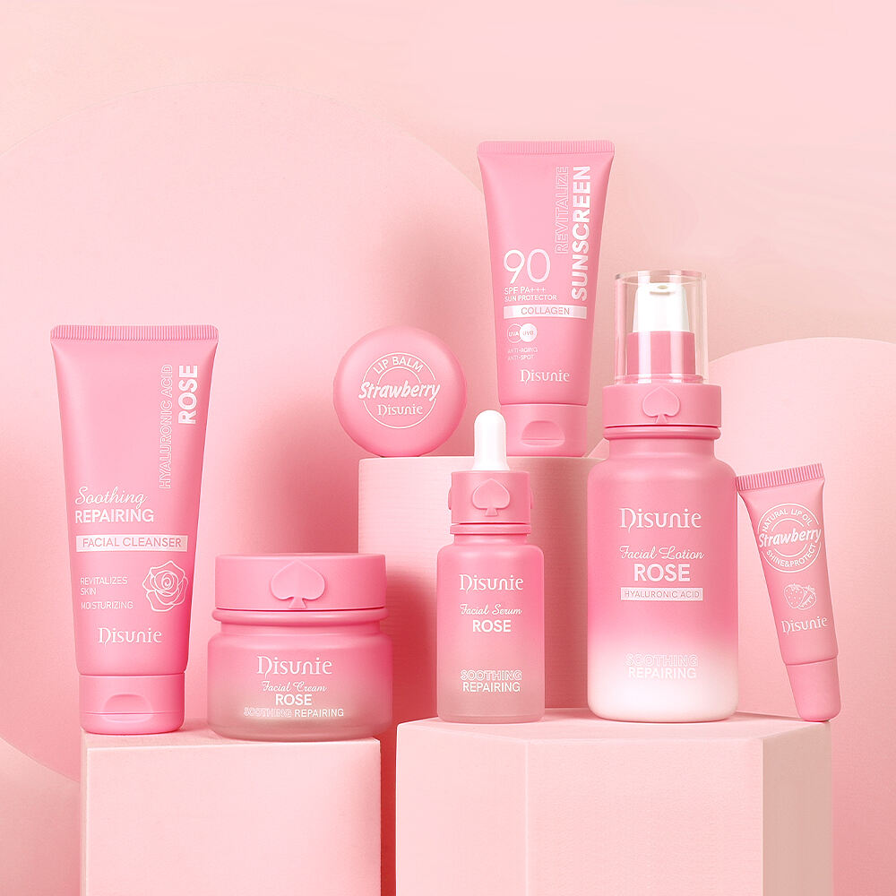 Série de soins professionnels luxe à la rose et à l'acide hyaluronique Meilleurs produits de soin pour tous les types de peau Apaise les problèmes cutanés Vente en gros Livraison rapide