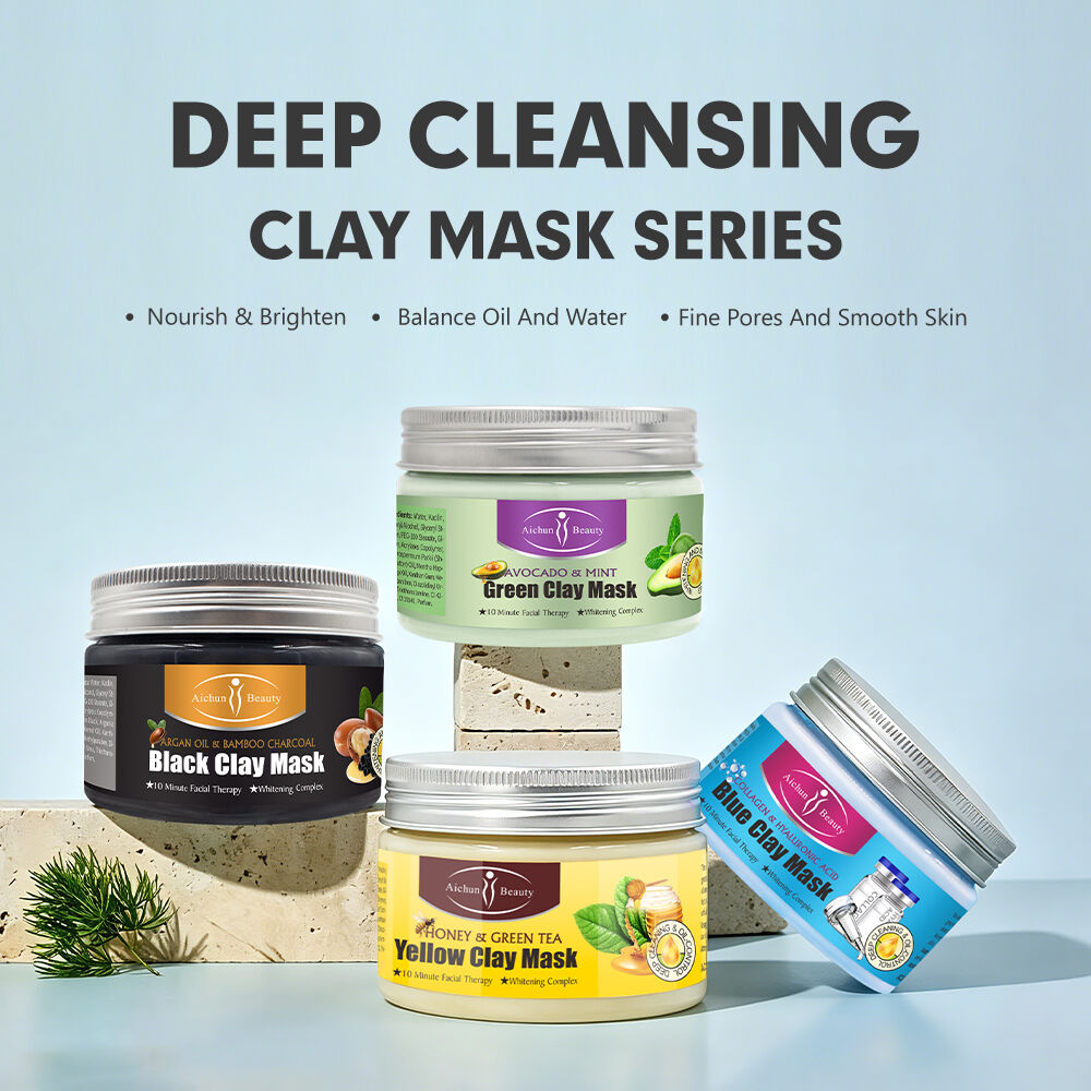 Serie de mascarillas faciales de arcilla Aichun Beauty: mascarilla desintoxicante profunda para limpieza de poros, equilibrio sebáceo y cuidado de la piel lisa