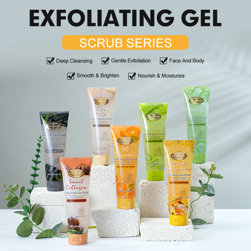Yuz va tanani chuqur tozalash uchun Aichun Beauty peeling geli skrablari, o'z brendidagi ishlab chiqarish