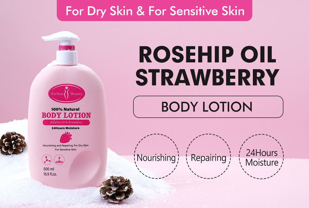 Aichun Beauty Rosehip Oil & Strawberry Body Lotion For Dry and Tired Skin