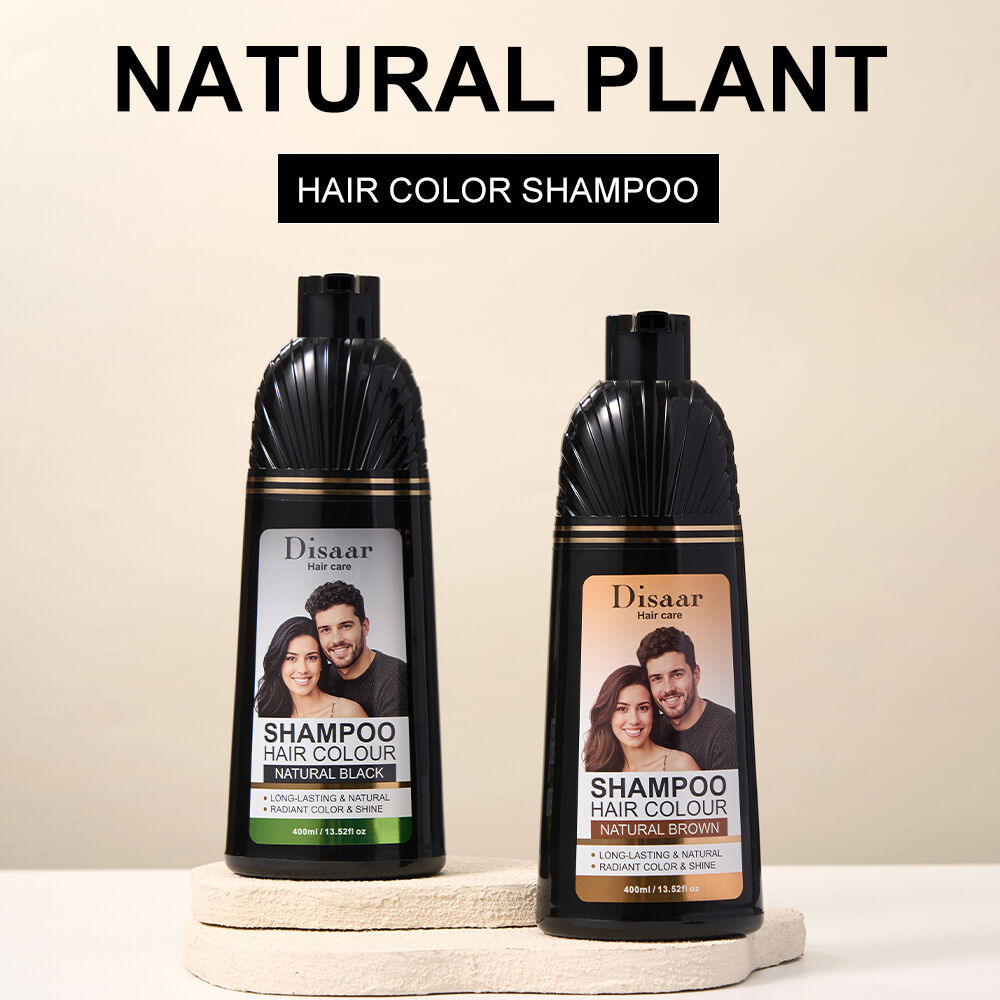 Шампунь-фарба для волосся Disaar об'ємом 400 мл, серія Natural Black та Natural Brown для приховування сивини, зволоження та надання природного блиску