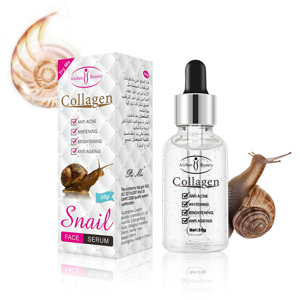 Hot Selling Snail Mucin Face Serum With Collagen Acne And Dark Spot Removal Brightening Face Serum Skin Care Products