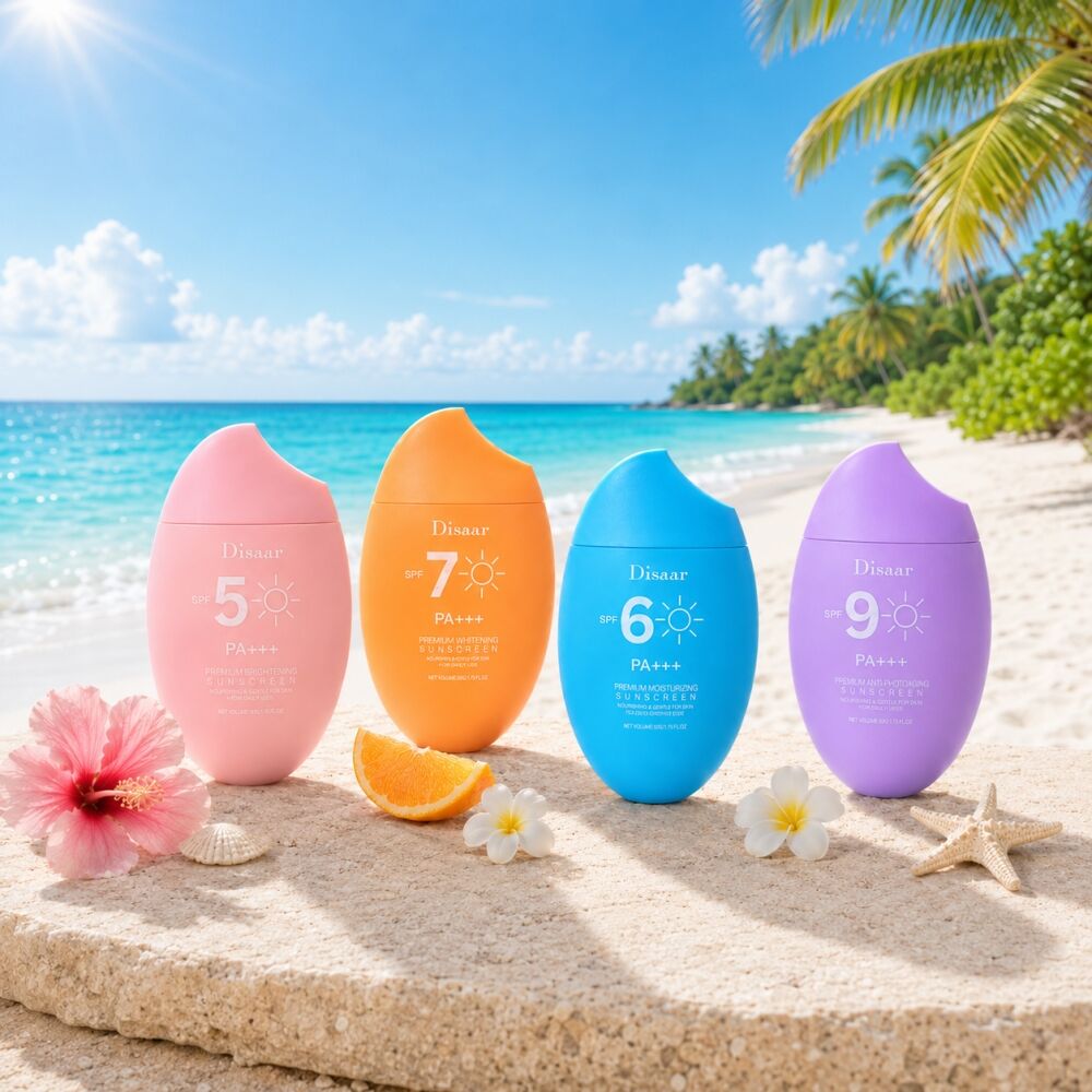 Серія сонцезахисних засобів Disaar 50 г, SPF60, SPF70, SPF90, PA+++, освіжаючий та нежирний засіб для захисту обличчя з кольоровим овальним упакуванням