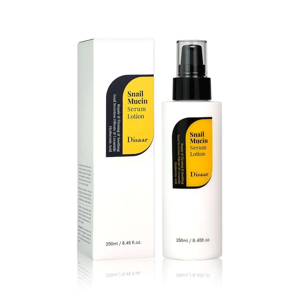 DS5475 Disaar Snail Mucin Serum Lotion - 250ml, With Hyaluronic Acid & Ceramide, Firming & Lightening Body Lotion, Moisturizing & Smoothing for Soft, Healthy Skin