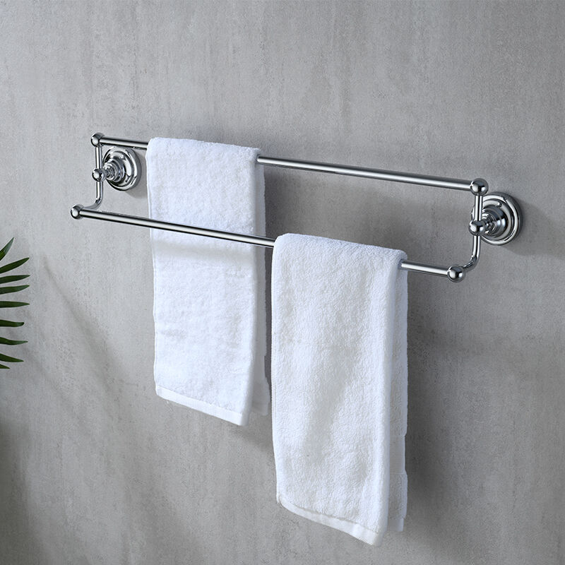 رف مزدوج وسكة منشفة مزدوجة مُثبتة على الحائط، الموديل 9519 T01079