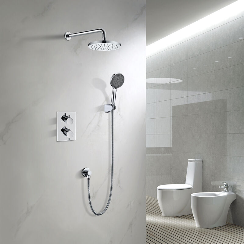 Shower System Set with Handheld and Rain Shower, Shower Valve and Trim Kit, 2 Way Diverter Valve with 2 Handle 15T 2251 B201
