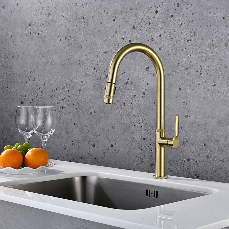 Slim Kitchen Faucet, One handle pull-down Dual-function Sprayer, Knurling Designed
