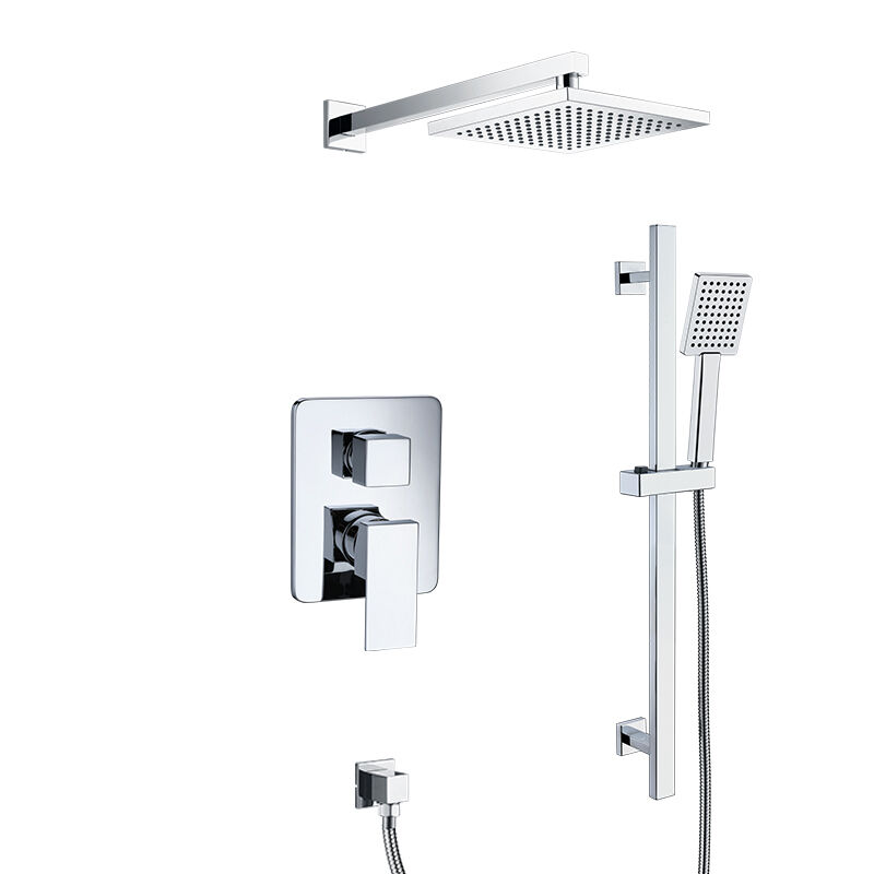 صمام متوازن للضغط للاستحمام/الاستحمام تحت الدش مع قضيب انزلاقي ومجموعة دُش يدوي بفوهة واحدة، ويشمل هيكل الصمام والتجهيزات الخارجية 75 2446