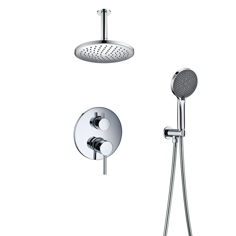 صمام متوازن للضغط ثنائي الاتجاه مع تجهيزات خارجية دائرية وهيكل تثبيت جاف (Rough-in) لمجموعة دُش سقفي ماطر ومجموعة دُش ثلاثية الفوهات، الموديل 37P 2522 E201