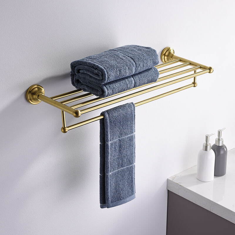 قضيب مناشف مزدوج، رف حمام مثبت على الحائط من طبقتين 9519 T02078