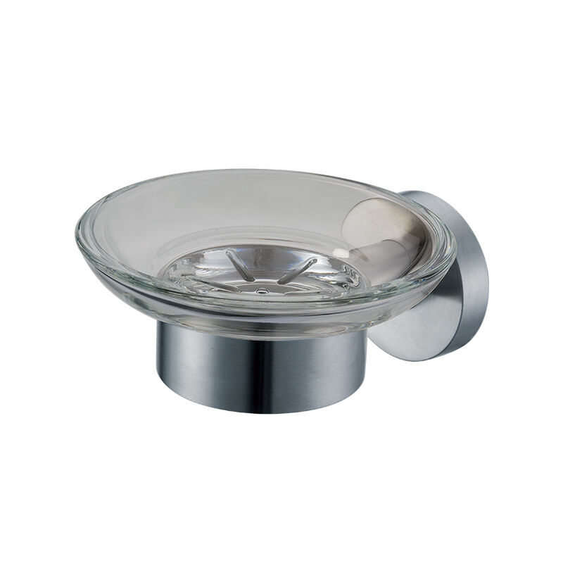 Glass Soap Dish Holder Stainless Steel 9513 T07058