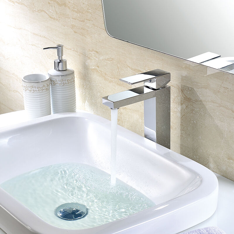 CAE Single Hole Lavatory Faucet - Brass Chrome for Modern Vessel Sinks 75 1329